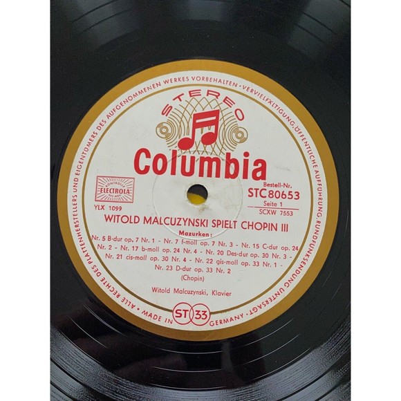 Witold Małcużyński Spielt Chopin III 15 Mazurken LP Columbią 80653 VG - Picture 5 of 7